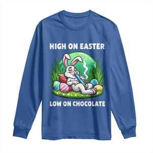 Happy 420 Easter Long Sleeve Shirt Funny Bunny Marijuana Cannabis Weed TS02 Royal Blue Print Your Wear