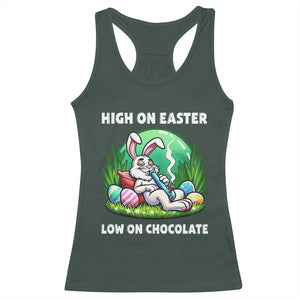 Happy 420 Easter Racerback Tank Top Funny Bunny Marijuana Cannabis Weed TS02 Dark Forest Green Print Your Wear