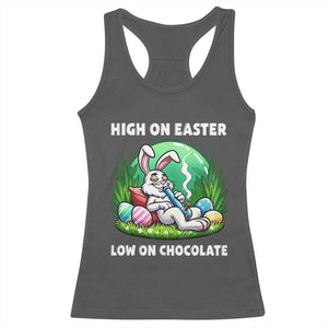 Happy 420 Easter Racerback Tank Top Funny Bunny Marijuana Cannabis Weed TS02 Dark Heather Print Your Wear