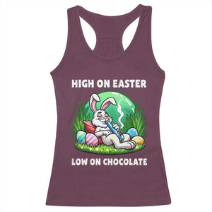 Happy 420 Easter Racerback Tank Top Funny Bunny Marijuana Cannabis Weed TS02 Maroon Print Your Wear