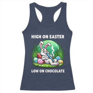 Happy 420 Easter Racerback Tank Top Funny Bunny Marijuana Cannabis Weed TS02 Navy Print Your Wear