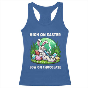 Happy 420 Easter Racerback Tank Top Funny Bunny Marijuana Cannabis Weed TS02 Royal Blue Print Your Wear