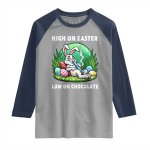 Happy 420 Easter Raglan Shirt Funny Bunny Marijuana Cannabis Weed TS02 Sport Gray Navy Print Your Wear