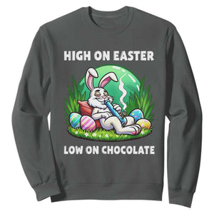 Happy 420 Easter Sweatshirt Funny Bunny Marijuana Cannabis Weed TS02 Dark Heather Print Your Wear