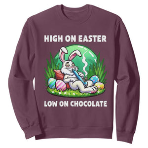 Happy 420 Easter Sweatshirt Funny Bunny Marijuana Cannabis Weed TS02 Maroon Print Your Wear