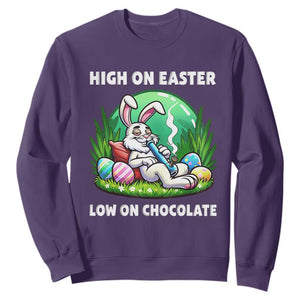 Happy 420 Easter Sweatshirt Funny Bunny Marijuana Cannabis Weed TS02 Purple Print Your Wear