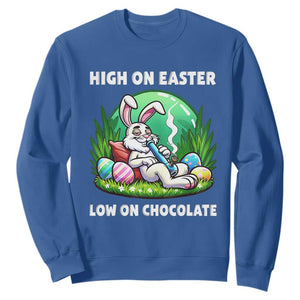 Happy 420 Easter Sweatshirt Funny Bunny Marijuana Cannabis Weed TS02 Royal Blue Print Your Wear