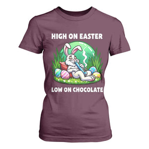 Happy 420 Easter T Shirt For Women Funny Bunny Marijuana Cannabis Weed TS02 Maroon Print Your Wear