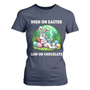 Happy 420 Easter T Shirt For Women Funny Bunny Marijuana Cannabis Weed TS02 Navy Print Your Wear