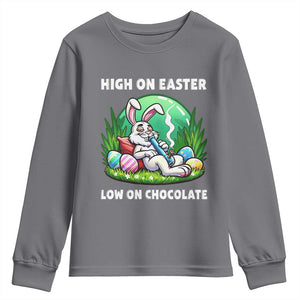 Happy 420 Easter Youth Sweatshirt Funny Bunny Marijuana Cannabis Weed TS02 Charcoal Print Your Wear