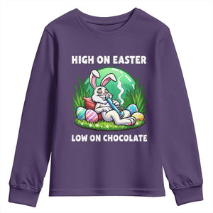 Happy 420 Easter Youth Sweatshirt Funny Bunny Marijuana Cannabis Weed TS02 Purple Print Your Wear