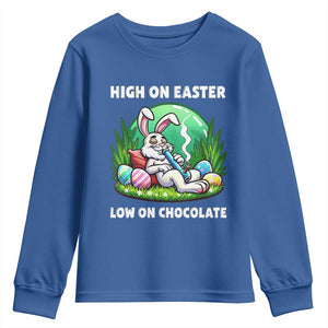 Happy 420 Easter Youth Sweatshirt Funny Bunny Marijuana Cannabis Weed TS02 Royal Blue Print Your Wear
