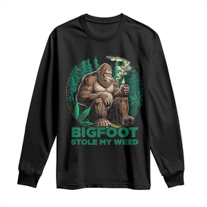 Funny Sasquatch Marijuana Long Sleeve Shirt Bigfoot Stole My Weed Vintage 420 TS02 Black Print Your Wear