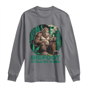 Funny Sasquatch Marijuana Long Sleeve Shirt Bigfoot Stole My Weed Vintage 420 TS02 Charcoal Print Your Wear