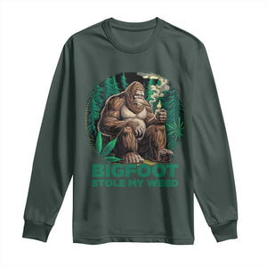 Funny Sasquatch Marijuana Long Sleeve Shirt Bigfoot Stole My Weed Vintage 420 TS02 Dark Forest Green Print Your Wear