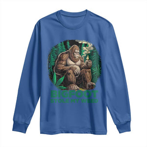 Funny Sasquatch Marijuana Long Sleeve Shirt Bigfoot Stole My Weed Vintage 420 TS02 Royal Blue Print Your Wear