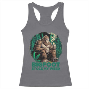 Funny Sasquatch Marijuana Racerback Tank Top Bigfoot Stole My Weed Vintage 420 TS02 Charcoal Print Your Wear