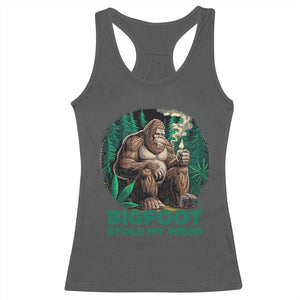 Funny Sasquatch Marijuana Racerback Tank Top Bigfoot Stole My Weed Vintage 420 TS02 Dark Heather Print Your Wear