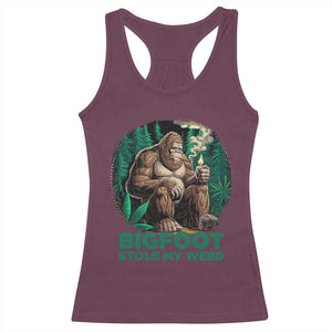Funny Sasquatch Marijuana Racerback Tank Top Bigfoot Stole My Weed Vintage 420 TS02 Maroon Print Your Wear