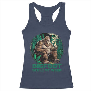 Funny Sasquatch Marijuana Racerback Tank Top Bigfoot Stole My Weed Vintage 420 TS02 Navy Print Your Wear