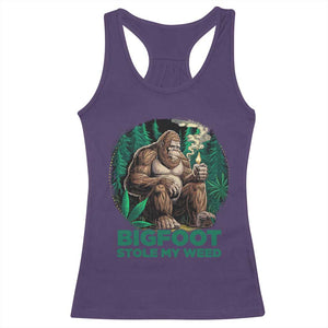 Funny Sasquatch Marijuana Racerback Tank Top Bigfoot Stole My Weed Vintage 420 TS02 Purple Print Your Wear