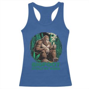 Funny Sasquatch Marijuana Racerback Tank Top Bigfoot Stole My Weed Vintage 420 TS02 Royal Blue Print Your Wear