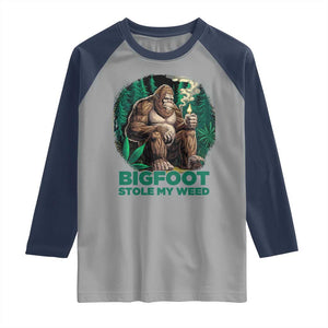 Funny Sasquatch Marijuana Raglan Shirt Bigfoot Stole My Weed Vintage 420 TS02 Sport Gray Navy Print Your Wear