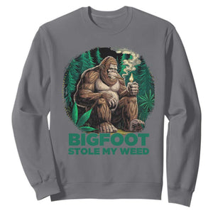 Funny Sasquatch Marijuana Sweatshirt Bigfoot Stole My Weed Vintage 420 TS02 Charcoal Print Your Wear