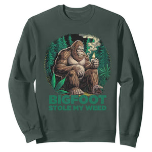 Funny Sasquatch Marijuana Sweatshirt Bigfoot Stole My Weed Vintage 420 TS02 Dark Forest Green Print Your Wear