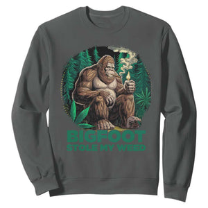 Funny Sasquatch Marijuana Sweatshirt Bigfoot Stole My Weed Vintage 420 TS02 Dark Heather Print Your Wear