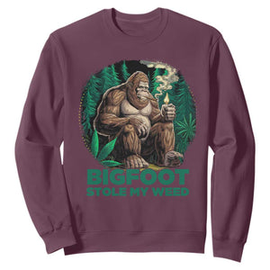 Funny Sasquatch Marijuana Sweatshirt Bigfoot Stole My Weed Vintage 420 TS02 Maroon Print Your Wear