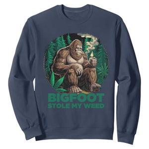 Funny Sasquatch Marijuana Sweatshirt Bigfoot Stole My Weed Vintage 420 TS02 Navy Print Your Wear
