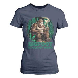 Funny Sasquatch Marijuana T Shirt For Women Bigfoot Stole My Weed Vintage 420 TS02 Navy Print Your Wear