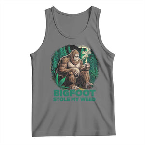 Funny Sasquatch Marijuana Tank Top Bigfoot Stole My Weed Vintage 420 TS02 Black Heather Print Your Wear