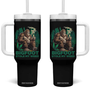 Funny Sasquatch Marijuana Tumbler With Handle Bigfoot Stole My Weed Vintage 420 TS02 One Size: 40 oz Black Print Your Wear