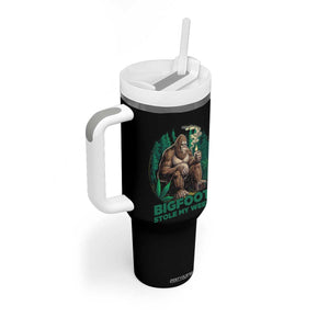 Funny Sasquatch Marijuana Tumbler With Handle Bigfoot Stole My Weed Vintage 420 TS02 Print Your Wear
