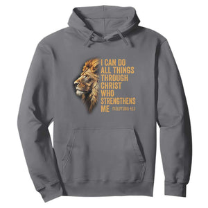 Christian Faith Hoodie Philippians 4:13 Religious Lion Strengthens TS02 Charcoal Print Your Wear