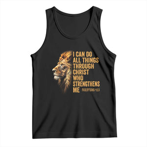 Christian Faith Tank Top Philippians 4:13 Religious Lion Strengthens TS02 Black Print Your Wear
