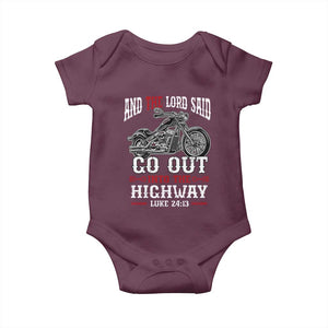 Christian Biker Baby Onesie Lord Said Go Out Into Highways Faith Motorcycle TS02 Maroon Print Your Wear