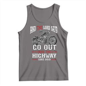 Christian Biker Tank Top Lord Said Go Out Into Highways Faith Motorcycle TS02 Deep Heather Print Your Wear