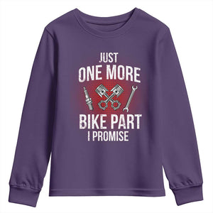 Funny Biker Youth Sweatshirt One More Bike Part Motorcycle Mechanic TS02 Purple Print Your Wear