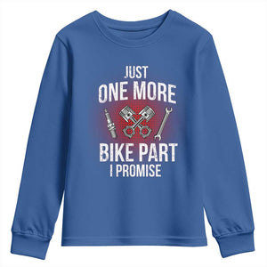 Funny Biker Youth Sweatshirt One More Bike Part Motorcycle Mechanic TS02 Royal Blue Print Your Wear