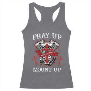 Christian Biker Racerback Tank Top Pray Up Before You Mount Up Faith TS02 Charcoal Print Your Wear