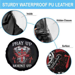 Christian Biker Spare Tire Cover Pray Up Before You Mount Up Faith TS02 Print Your Wear