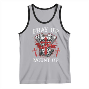 Christian Biker Tank Top Pray Up Before You Mount Up Faith TS02 Athletic Heather Black Print Your Wear