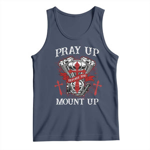 Christian Biker Tank Top Pray Up Before You Mount Up Faith TS02 Navy Print Your Wear
