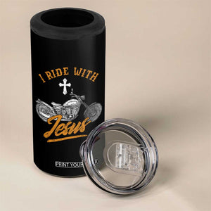 Christian Biker 4 in 1 Can Cooler Tumbler I Ride With Jesus Faith Motorcycle TS02 Print Your Wear