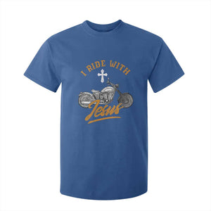 Christian Biker T Shirt For Kid I Ride With Jesus Faith Motorcycle TS02 Royal Blue Print Your Wear