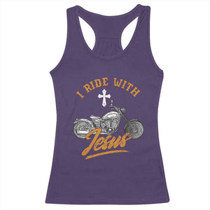 Christian Biker Racerback Tank Top I Ride With Jesus Faith Motorcycle TS02 Purple Print Your Wear