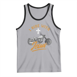 Christian Biker Tank Top I Ride With Jesus Faith Motorcycle TS02 Athletic Heather Black Print Your Wear
